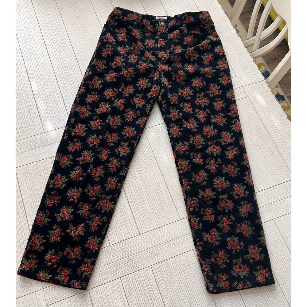 Jones NY Sport stretch straight leg brushed cotton & spandex ladies floral pants